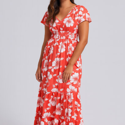Robe HEI longue / Motif hibiscus
