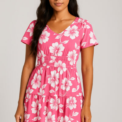 Robe HEI courte / Motif hibiscus