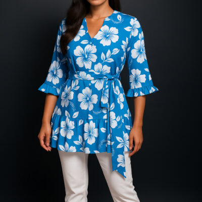 Blouse TERAVA / Motif hibiscus
