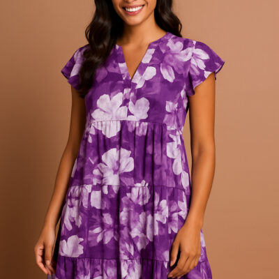 Robe HINA courte / motif Manaflora