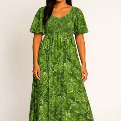 Robe SMOCKÉE longue / motif floralis